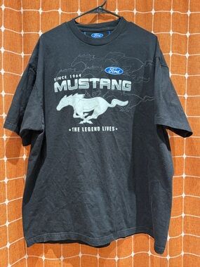 Ford Black Mustang Graphic Tee with Grey Logo
